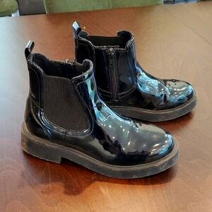 Zara Black Patent Leather Chelsea Boots